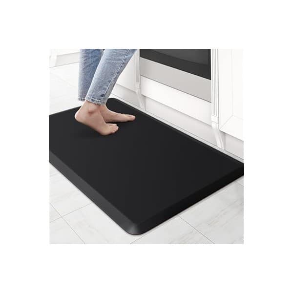 Amazon Deal Alert: KitchenClouds Kitchen Mat Cushioned Anti Fatigue Rug 17.3"x28" Water Resistant, Non Slip, Standing and Comfort Desk/Floor Mats for House Sink Office (Black)