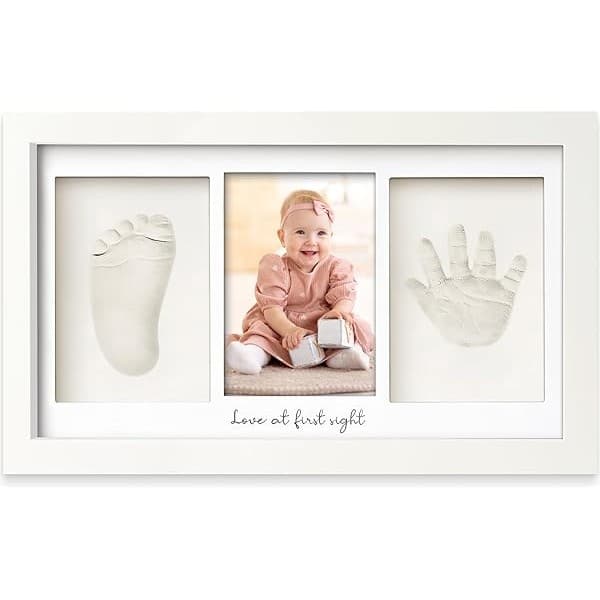 We Are Obsessed With This: KeaBabies Baby Hand and Footprint Kit - Clay Handprint Keepsake Frame, Newborn Nursery Picture Frame, Personalized New Mom Gifts for Shower & Registry, First Mother's Day (Alpine White)