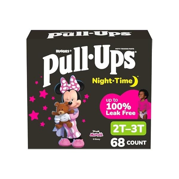 Limited Time Deal: Pull-Ups Girls' Nighttime Potty Training Pants, Training Underwear, 2T-3T (16-34 lbs), 68 Ct, Packaging May Vary