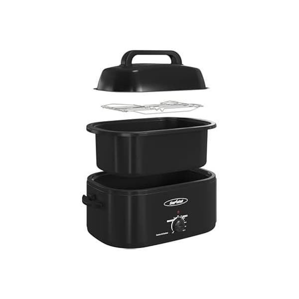 Best Amazon Buy Under: Sunvivi 28 Quart Electric Roaster Oven Turkey Roaster with Lid Electric Roasters with Removable Pan Large Roaster,Visible & Self-basting Lid, Fast Heating & Thaw/warming Setting,Black