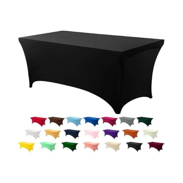 Limited Time Deal: Utopia Kitchen Spandex Tablecloth 1 Pack [4FT, Black] Tight, Fitted, Washable and Wrinkle Resistant Stretch Rectangular Patio Table Cover for Event, Wedding, Banquet & Parties [72Lx30Wx30H Inch]