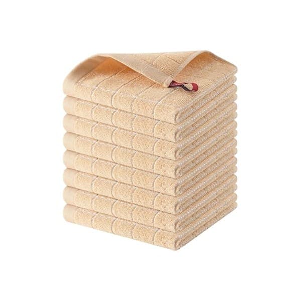 Pregnancy Hack: Homaxy 100% Cotton Terry Kitchen Dish Cloths, Ultra Soft and Absorbent Dish Towels for Kitchen, Suitable for Drying and Washing Dishes, 8 Pack, 12 x 12 Inches, Apricot