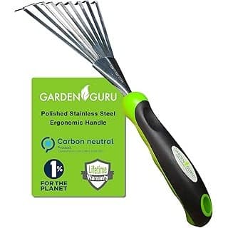 Trending on Amazon: Garden Guru Stainless Steel Hand Rake Soil Tiller with Ergonomic Handle, Great for Gardening, Cultivating, Loosening Soil & Spreading Mulch, Raking Flower Beds