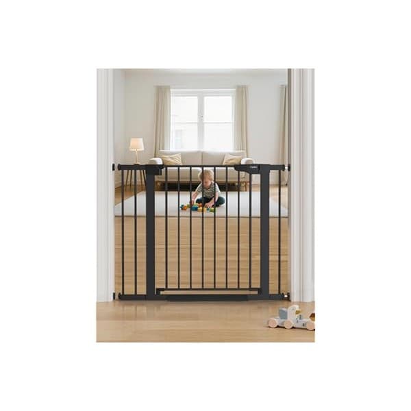 Best Amazon Buy Under: Cumbor 29.7-40.6" Baby Gate for Stairs, Mom's Choice Awards Winner-Dog Gate for Doorways, Pressure Mounted Auto-Close Pet Gates for Dogs Indoor, Safety Child Gate with Easy Walk Thru Door, Black