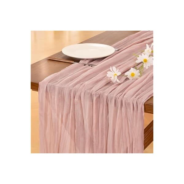 We Are Obsessed With This: Socomi Pink Cheesecloth Table Runner Mothers Day Summer Boho Rustic Gauze Dusty Pink Farmhouse 120 inch 10FT Cheese Cloth for Wedding Party Baby Shower Birthday Home Decor Holiday Decorations