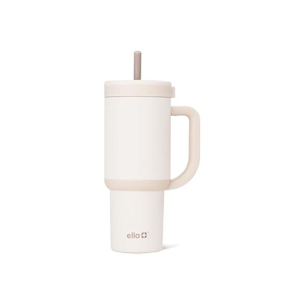 Budget Find You Need: Ello Oasis 24 oz Tumbler with Handle & Retracting Straw | Reusable Insulated Stainless Steel Cup 100% Leakproof, Gifts for Teens Women Men | Keeps cold for 24 Hours, Cup Holder Friendly, Cream Tonal