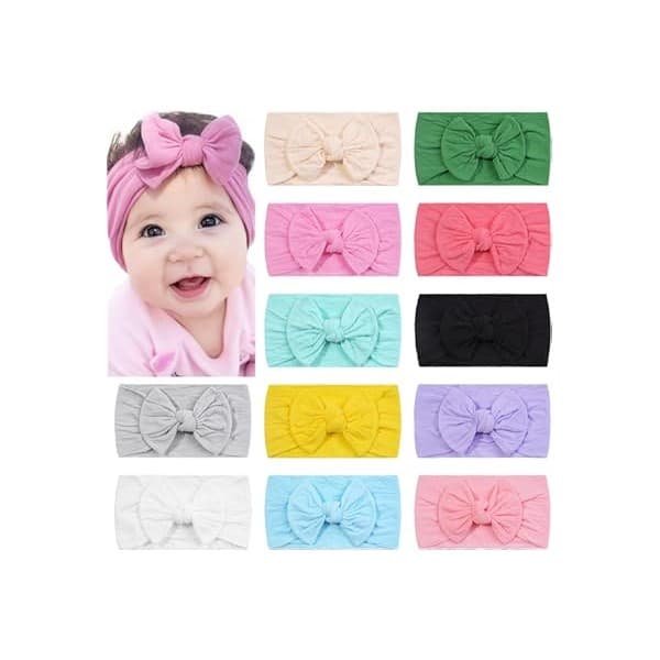 Best Amazon Buy Under: CÉLLOT Super Stretchy Soft Knot Headbands with Hair Bows Head Wrap Hair Accessories For Newborn Baby Girls Infant Toddlers Kids