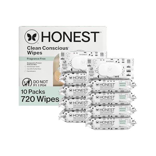 Mom's Pick of the Week: The Honest Company Baby Wipes for Sensitive Skin, Hypoallergenic, Fragrance-Free, Multi-Use, Pattern Play Design, 720 Count (10 Packs of 72)
