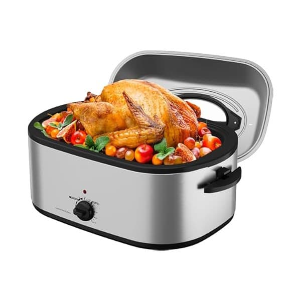 Price Drop: SUNVIVIPRO Roaster Oven 28 Quart, Electric Turkey Roaster with Self-Basting Lid, Removable Pan & Rack, Variable Temp Control, Stainless Steel Silver