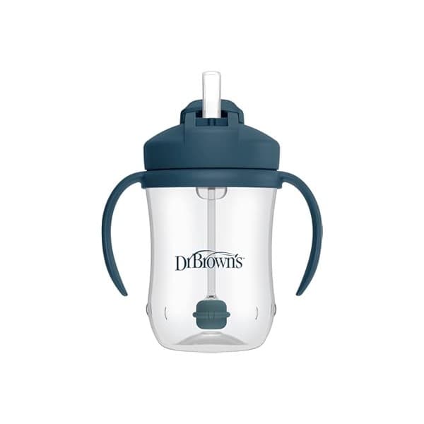 Pregnancy Hack: Dr. Brown's Milestones Baby's First Straw Cup, Training Cup with Weighted Straw, 9 oz/270 mL, BPA-free, 6m+, Dark Blue, 1-Pack