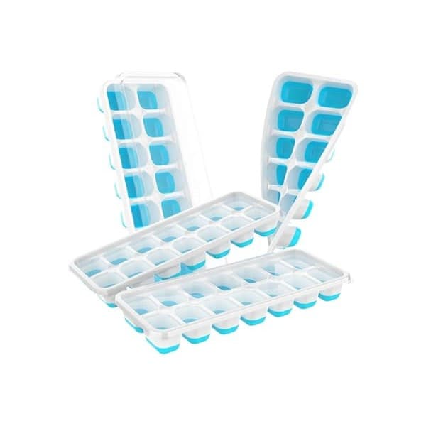 Hidden Gem Find: ChefAide Ice Cube Tray with Lid, 4 Packs 56 Cubes Durable Stackable Ice Cube Trays for Freezer with Removable Lids, Easy-Release Plastic & Silicone Ice Tray for Cocktail, Coffee