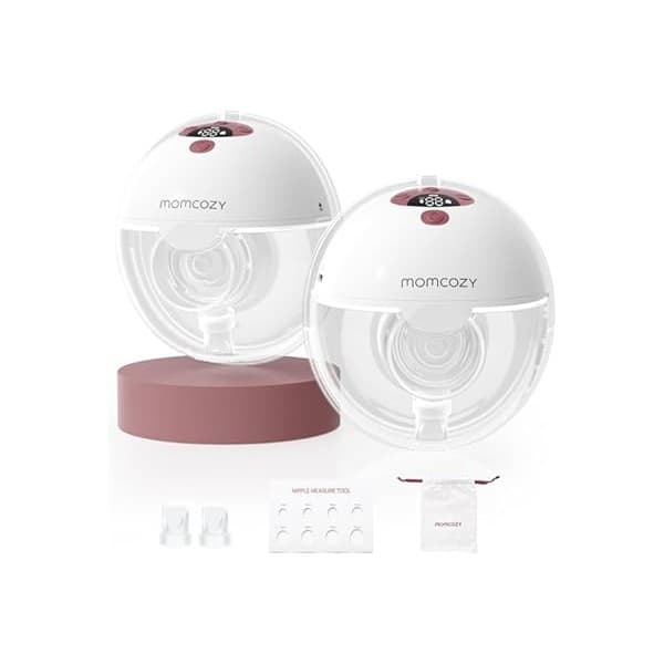 Limited Time Deal: Momcozy M5 Lite Hands-Free Wearable Breast Pump, DoubleFit Flange for Baby-Like Comfort, 3 Modes & 9 Suction Levels, No Flange Insert or Hard Carry Case, 24mm, 2-Pack, Cozy Red