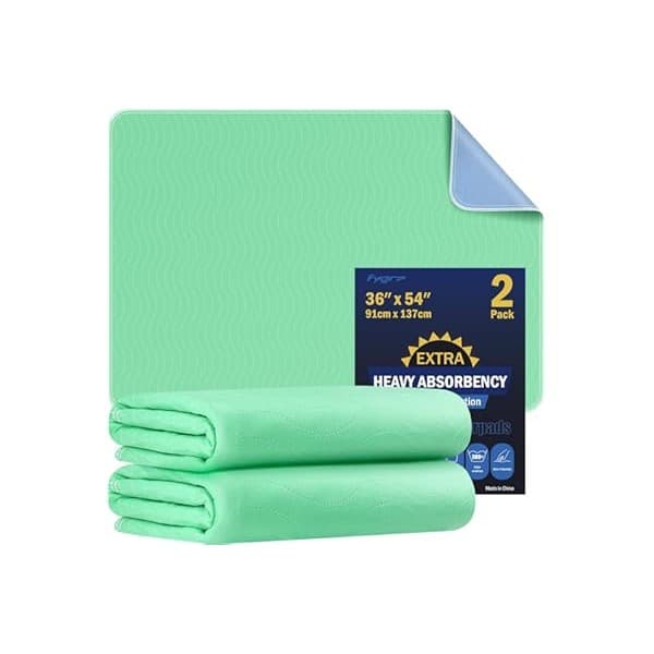 This Solves the Problem: 2 Pack 36” x 54” Extra Heavy Absorbency Washable Underpads, Waterproof Nursing Pads Incontinence Bed Pads, Reusable Washable Pee Pads for Dogs, Diaper Changing & Adults, Mattress Protector