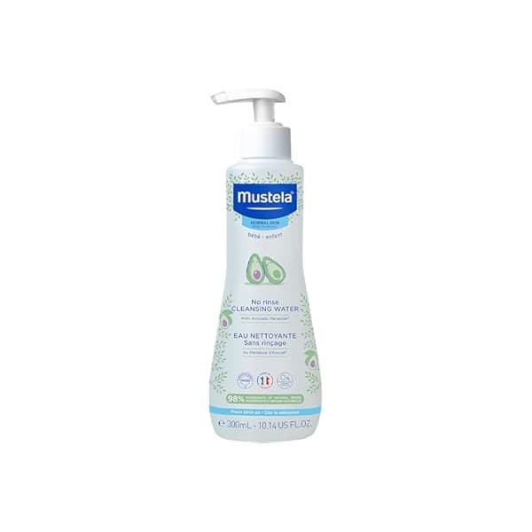 Pregnancy Hack: Mustela Baby Cleansing Water - No-Rinse Micellar Water - with Natural Avocado & Aloe Vera - for Baby's Face, Body & Diaper - 1 or 2-Pack - Various Sizes
