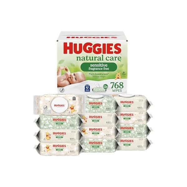 Is It Worth Buying: Huggies Natural Care Sensitive Baby Wipes, Unscented, Hypoallergenic, 99% Purified Water, 12 Flip-Top Packs (768 Wipes Total), Packaging May Vary