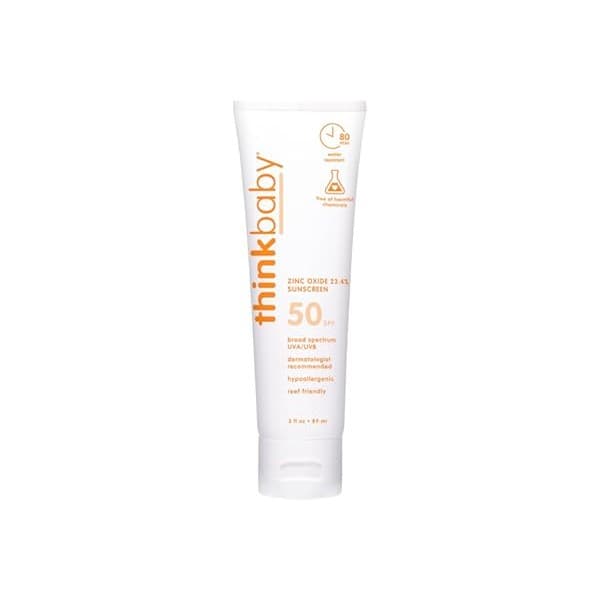 Pregnancy Hack: Thinkbaby SPF 50+ Baby Sunscreen, 3 Oz. – Safe, Natural Mineral Sun Cream for Babies - Water Resistant, Broad Spectrum UVA/UVB Sun Protection – Vegan Sunscreen for Kids