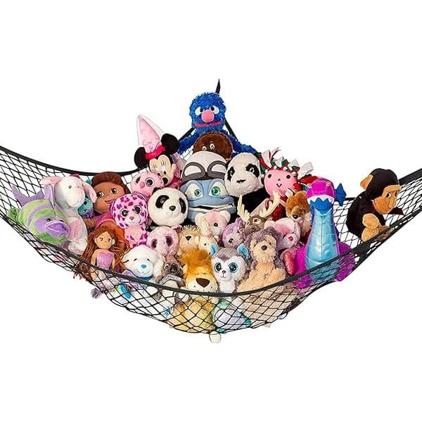 New Mom Must-Have: Stuffed Animal Hammock XL | Corner Stuffed Animal Storage & Plushie Net | Extra Large Toy Hammock for Stuffed Animals | Easy Hang, Hardware Included | Black Bedroom Decor | by Lilly's Love