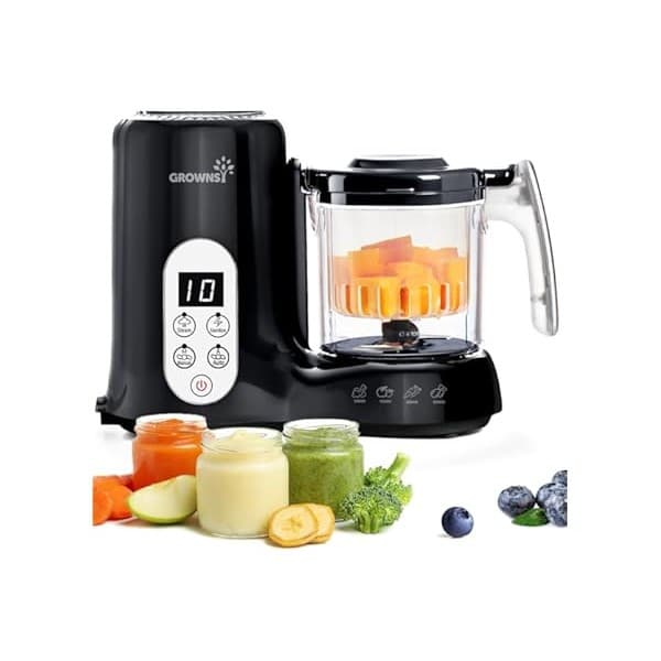 Price Drop: Grownsy Baby Food Maker with Steam Basket, One Step Baby Food Processor Steamer Puree Blender Grinder Mills Machine, Auto Cooking Grinding and Sterili-zing for Healthy Homemade Baby Food, Blcak