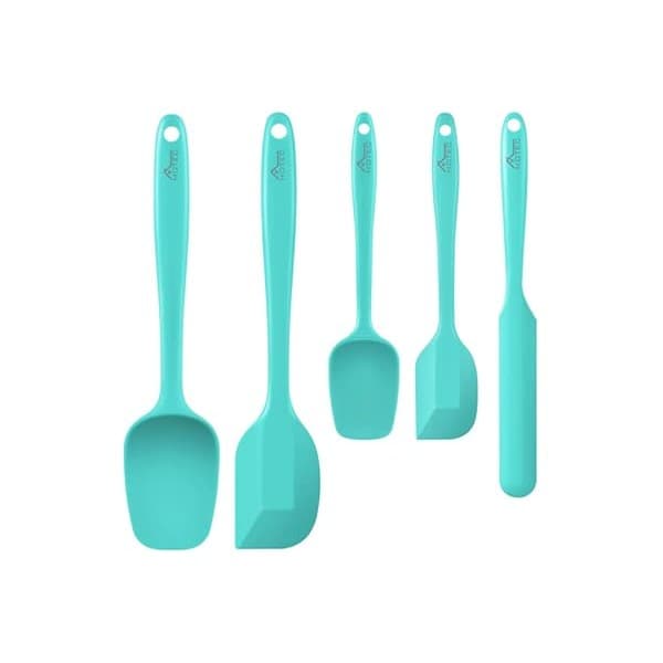 Trending on Amazon: HOTEC 600℉ Heat Resistant BPA-Free Silicone Rubber Spatula Set,Kitchen Cooking Spatulas, Baking, Mixing for Non Stick Cookware, Dishwasher Safe, Set of 5 Aqua Sky