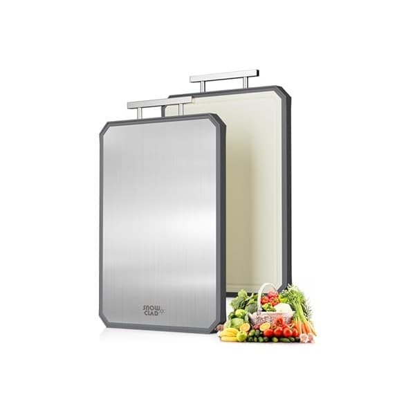 Mom's Pick of the Week: SNOWCLAD Stainless Steel Cutting Board,Double Sided Steel Bread Boards for kitchen,Stainless Steel/Wheat straw pp Large Board for meat,non toxic Chopping,16 * 11 Inch,Dishwasher Safe