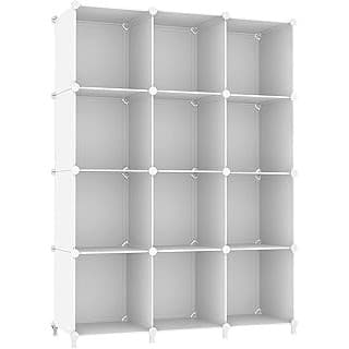 This Solves the Problem: AWTATOS Cube Storage Organizer Storage 12 Cube Bookshelf DIY Plastic Closet Clothes Storage Shelves with Wooden Mallet, Stackable Storage Solution for Home, Bedroom, White
