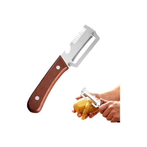 We Are Obsessed With This: Premium Vegetable Peeler with Wooden Handle and Bottle Opener, Multi-Functional Vegetable Peeler for Kitchen, Kitchen Gadgets Tool for Fruit Pumpkin Peeling Potato Carrot Veggie Peeler (1)