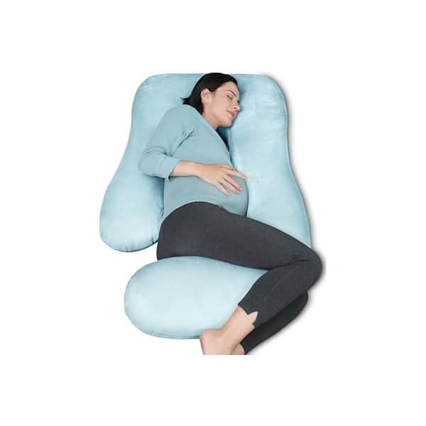 New Mom Must-Have: MOON PARK Pregnancy Pillows for Sleeping - U Shaped Full Body Maternity Pillow with Removable Cover - Support for Back, Legs, Belly, Hips - 57 Inch Pregnancy Pillow for Women - Aqua
