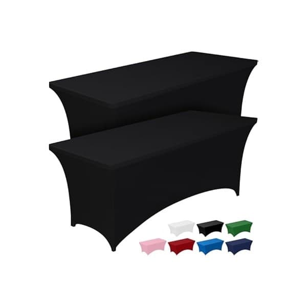 Hidden Gem Find: Pureegg Spandex Tablecloth 4ft - 2 Pack, Fitted and Tight Cloth for Rectangle Table, Wrinkle-Free and Stretch Table Cover for Party, Wedding, Banquet and Birthday, Black