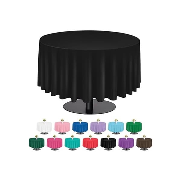 Effortless Party Cleanup: Score 6 Black Round Disposable Tablecloths on Amazon!
