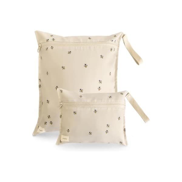 Amazon Deal Alert: mushie Water Resistant Wet Bags | Large & Small Reusable Storage Bag for Baby Items and Travel | Zippered Pockets with Handle | Machine Washable, Set of 2 (Bees)