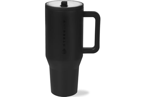 Best Amazon Buy Under: HydroJug Traveler - 32 oz Water Bottle with Handle & Flip Straw - Fits in Cup Holder, Leak Resistant Tumbler-Reusable Insulated Stainless Steel & Rubber Base - Gifts for Women & Men, Black