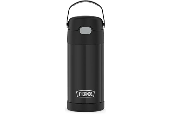 Pregnancy Hack: THERMOS FUNTAINER Water Bottle with Straw - 12 Ounce - Kids Stainless Steel Vacuum Insulated Water Bottle with Lid, Black