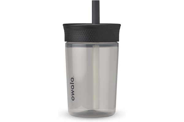 Back in Stock Alert: Owala Kids BPA-Free Plastic Tumbler with Spill Resistant Flexible Straw, Easy to Clean, Kids Water Bottle, Great for Travel, Dishwasher Safe, 15 Oz, Black and Gray (Skate Park)