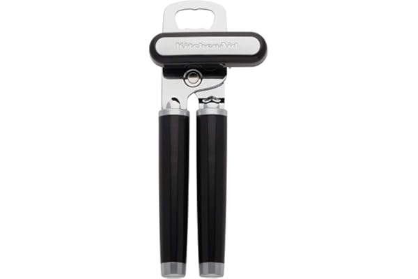 KitchenAid Classic Multifunction Can Opener and Bottle Opener Easy to Use, Razor Sharp Stainless Steel Cutting Wheel, Soft Ergonomic Handles, Black