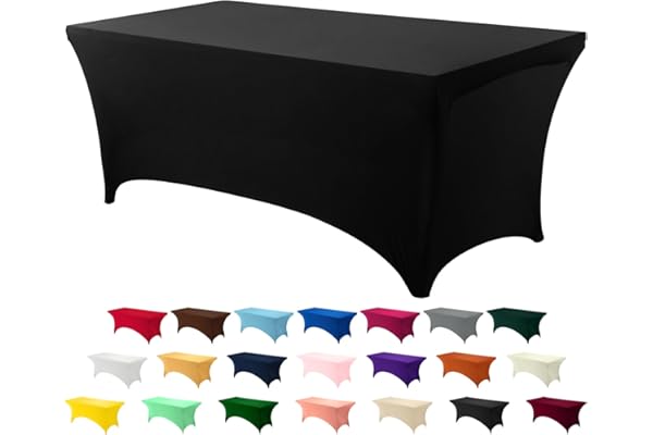Limited Time Deal: Utopia Kitchen Spandex Tablecloth 1 Pack [4FT, Black] Tight, Fitted, Washable and Wrinkle Resistant Stretch Rectangular Patio Table Cover for Event, Wedding, Banquet & Parties [72Lx30Wx30H Inch]