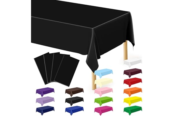 Toddler-Approved Amazon Find: QZYL 4 PCS Picnic Table Cover with Bench Covers, Black Plastic Table Cloths, 54 X 108 in Disposable Waterproof Rectangle Table Covers for Camping Birthdays Weddings Parties Christmas