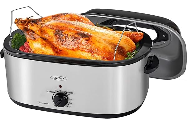 Mom's Pick of the Week: Sunvivi 24 Quart Electric Roaster with Removable Pan,Electric Turkey Roaster Oven with Visible & Self-Basting Lid,Large Roaster with Removable Pot and Cool-Touch Handles