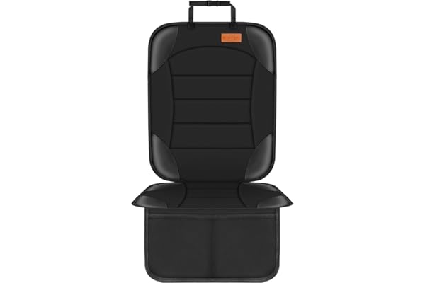 Siivton Car Seat Protector for Child Car Seat,Waterproof Car Seat Cover for Leather and Fabric Seats, 2 Mesh Pockets, Non-Slip Bottom,Thick Padding Cushion