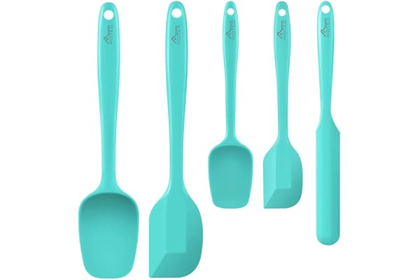 Trending on Amazon: HOTEC 600℉ Heat Resistant BPA-Free Silicone Rubber Spatula Set,Kitchen Cooking Spatulas, Baking, Mixing for Non Stick Cookware, Dishwasher Safe, Set of 5 Aqua Sky