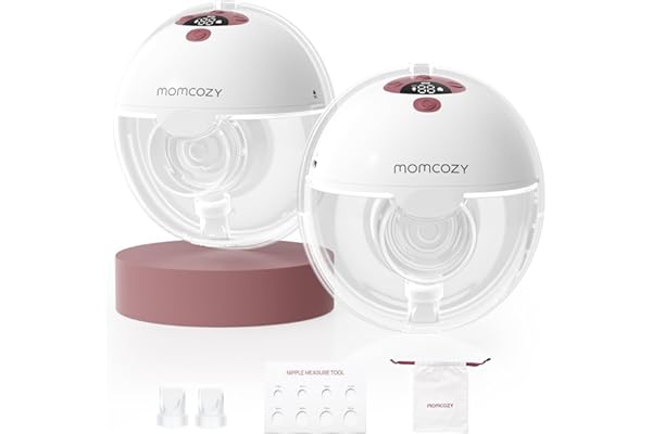 Momcozy M5 Lite Hands-Free Wearable Breast Pump, DoubleFit Flange for Baby-Like Comfort, 3 Modes & 9 Suction Levels, No Flange Insert or Hard Carry Case, 24mm, 2-Pack, Cozy Red