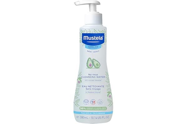 Pregnancy Hack: Mustela Baby Cleansing Water - No-Rinse Micellar Water - with Natural Avocado & Aloe Vera - for Baby's Face, Body & Diaper - 1 or 2-Pack - Various Sizes