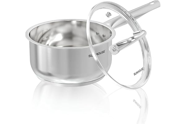 Baby Shower Gift Idea: SUNHOUSE – 1.5 Quart Stainless Steel Sauce Pan with Lid - PFOA-FREE, Stainless Steel Sauce Pan, Induction base, Stay-Cool Handle, Compatible with All Cooktops Gas, Geramic, Electric etc.