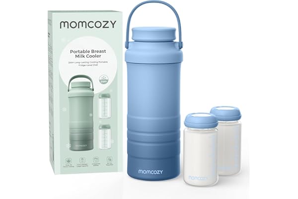 Best Amazon Buy Under: Momcozy 22oz Portable Breast Milk Cooler for Outdoor, Life Saver with 360° Total Cooling for 24 Hours, Larger Capacity Travel Breastmilk Chiller with 2pcs Baby Bottles for Breastmilk Storage