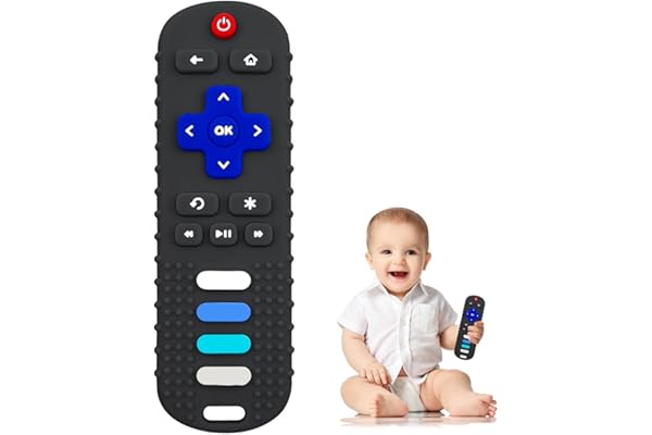 Kitchen Hack Alert: ROBBEAR Baby Teething Toys, Food Grade Silicone Teether for Babies 3 6 12 18 Months, TV Remote Shape Toddlers Chew Toys, Freezer BPA Free (Black RC)