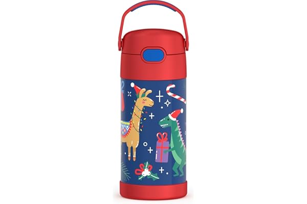 Perfect Gift Idea: THERMOS FUNTAINER Water Bottle with Straw - 12 Ounce - Kids Stainless Steel Vacuum Insulated Water Bottle with Lid, Animal Presents