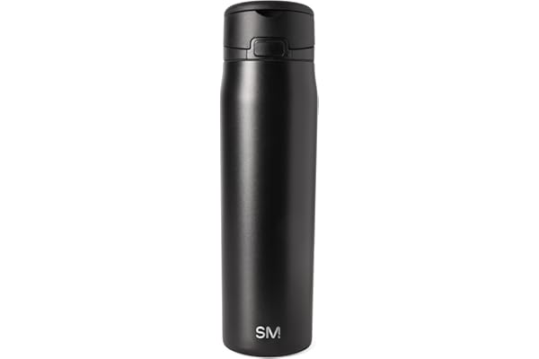 Toddler-Approved Amazon Find: Simple Modern Mesa Loop Water Bottle with Covered Straw and Handle | 24oz Cup Holder Friendly Insulated Stainless Steel Bottles for Travel, Sports and School | Midnight Black