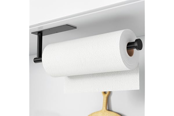 Back in Stock Alert: Paper Towel Holder - Self-Adhesive or Drilling, Matte Black Wall Mounted Rack - SUS304 Stainless Steel Kitchen Roll Dispenser Under Cabinet