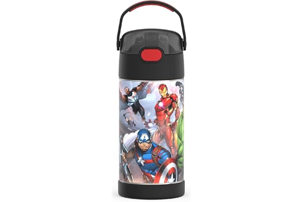 This Solves the Problem: THERMOS FUNTAINER Water Bottle with Straw - 12 Ounce - Kids Stainless Steel Vacuum Insulated Water Bottle with Lid, Avengers