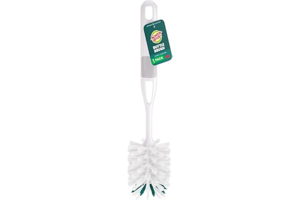 Scotch-Brite Glass and Water Bottle Brush, Long-Lasting, Safe on Glassware, Shaker Bottles, Food Processors, & More, Non-slip handle, Durable, Reusable, Clean in Top Rack of Your Dishwasher