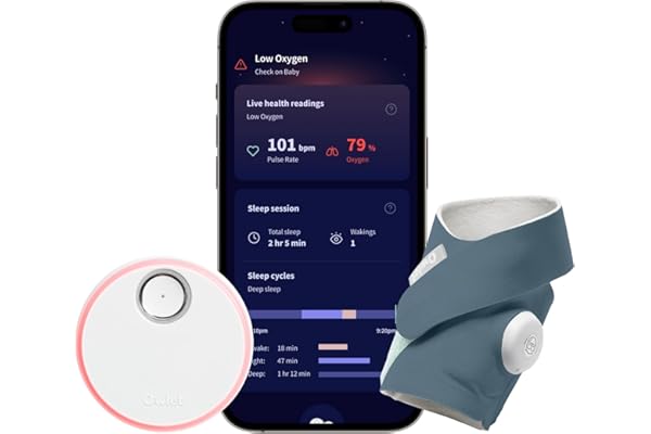 Owlet Dream Sock – Smart Wearable Baby Monitor, Infant SpO2 Monitor Tracks Heart Rate & Oxygen - Parents Receive Alerts, Sleep & Health Insights via App - Bedtime Blue